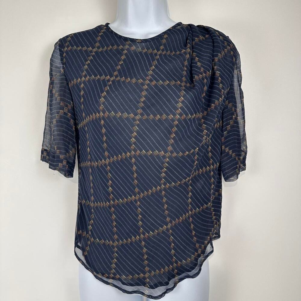 ISABEL MARANT ETOILE SILK BLOUSE WITH RUCHED DETAIL ON SHOULDER WOMENS SIZE 36